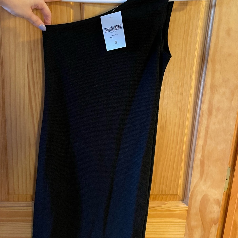 One shoulder black mini dress